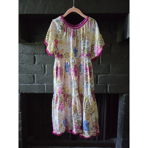 Matilda Jane Bird Of Paradise Short Sleeve floral tiered Dress Enchanted Garden - Picture 2 of 6